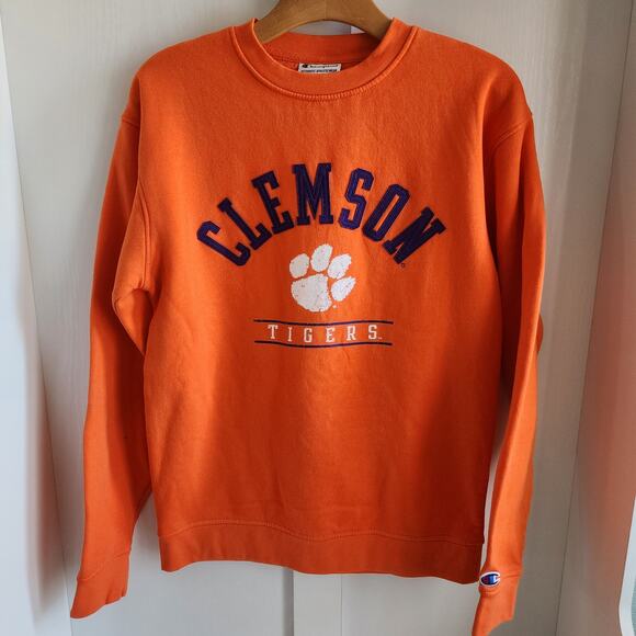 Champion Clemson University Tigers Logo Crewneck Collegiate Sweatshirt Men Small - Picture 1 of 6